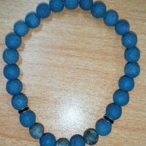 Blue Lava and Map Stone Stretchy Bracelet