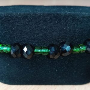 Black Crystals With Green Beads