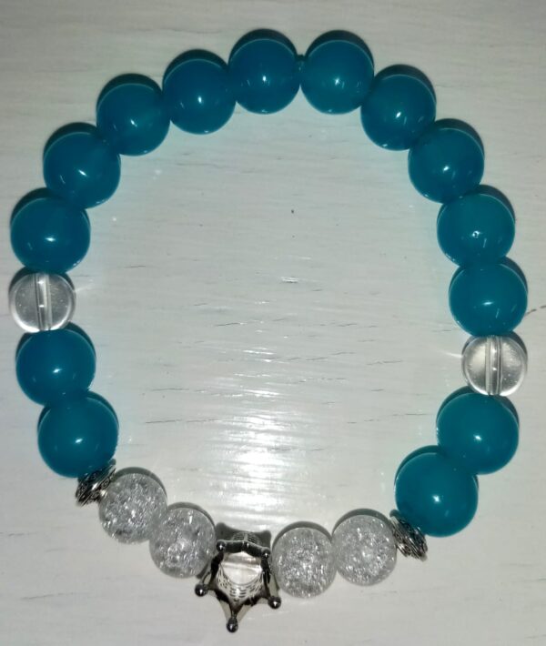 Blue Cat’s Eye and Clear Quartz Stretchy Bracelet