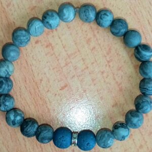 Blue and White Lava Stretchy Bracelet