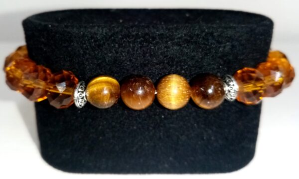 Gold Crystals and Tiger Eye Stretchy Bracelet