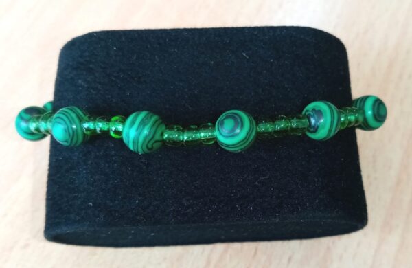 Green Malachite Stretchy Bracelet With Green Beads