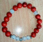 Red Turquoise and Clear quartz Stretchy Bracelet