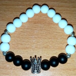 Map Stone and Matte Onyx Stretchy Bracelet