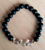 Matte Onyx and Clear Quartz Stretchy Bracelet