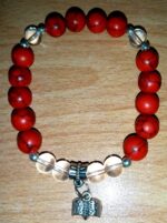 Red Turquoise and Clear Quartz Stretchy Bracelet